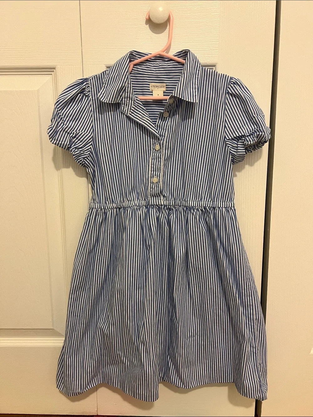 Crewcuts Blue and White Striped Cotton Shirt Dress